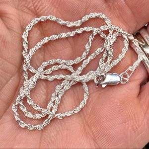 925 Sterling Silver Diamond Cut Rope Chain Necklace